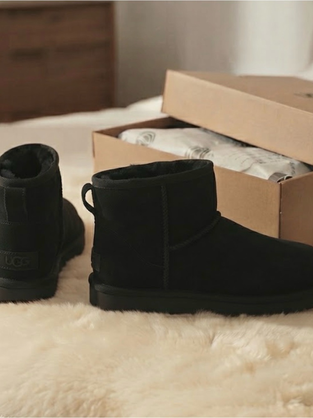 UGG Black Mini Suede Boot - Picture 1 of 6
